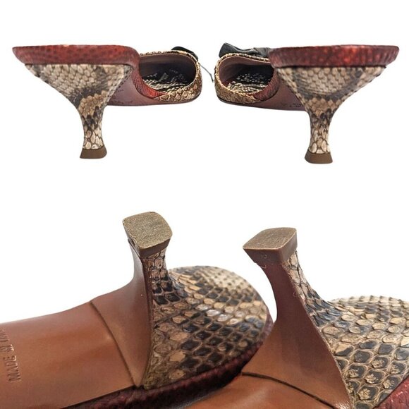Vintage 80s ALAIA Paris Snakeskin Mules Pointed Kitten Heel w/Gray Bow Sz 36/5.5 - Picture 6 of 8